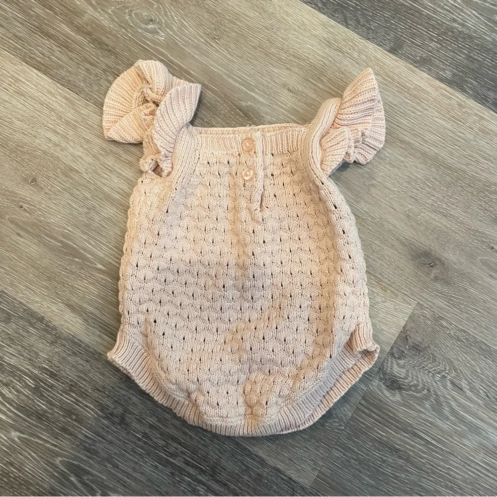 NICOLE MILLER NEW YORK Pink Knit Baby Romper 3-6 Months